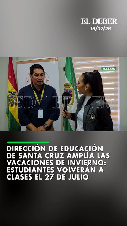 El director departamental de Educación de Santa Cruz, Nelson Alcócer, anunció este jueves que las vacaciones invernales se ampliarán una semana más en el departamento. Con esta determinación, los estudiantes retornarán a las aulas el 27 de julio.