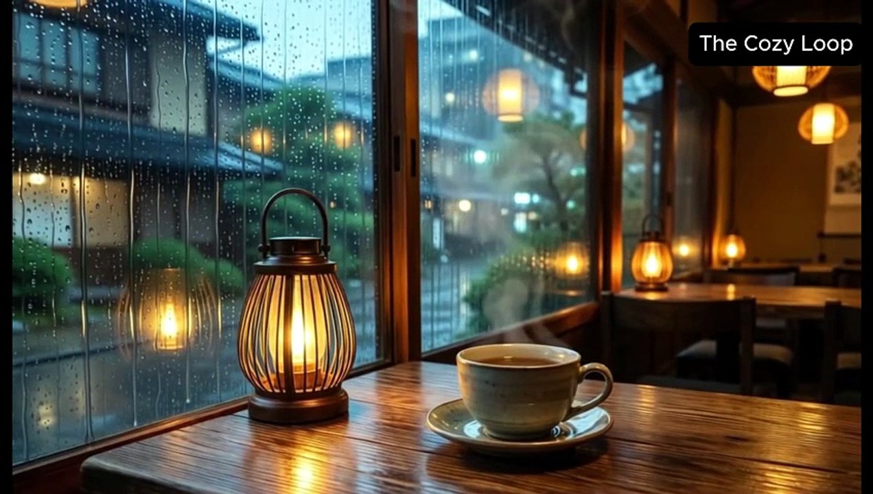 Cozy Rainy Cafe Ambience - Soft Jazz Piano Music for Deep Sleep & Relaxation