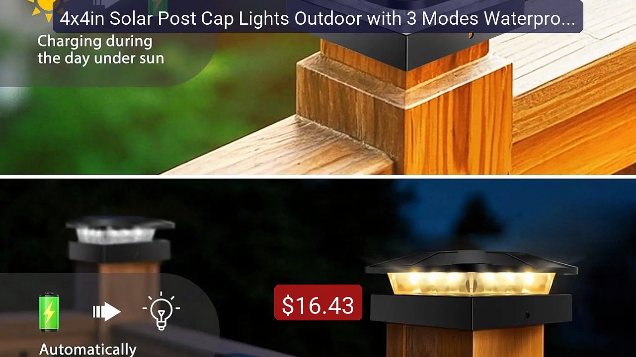 4x4in Solar Post Cap Lights Outdoor with 3 Modes Waterproof Fe... -- Best Buy 2026 | Great Quality!