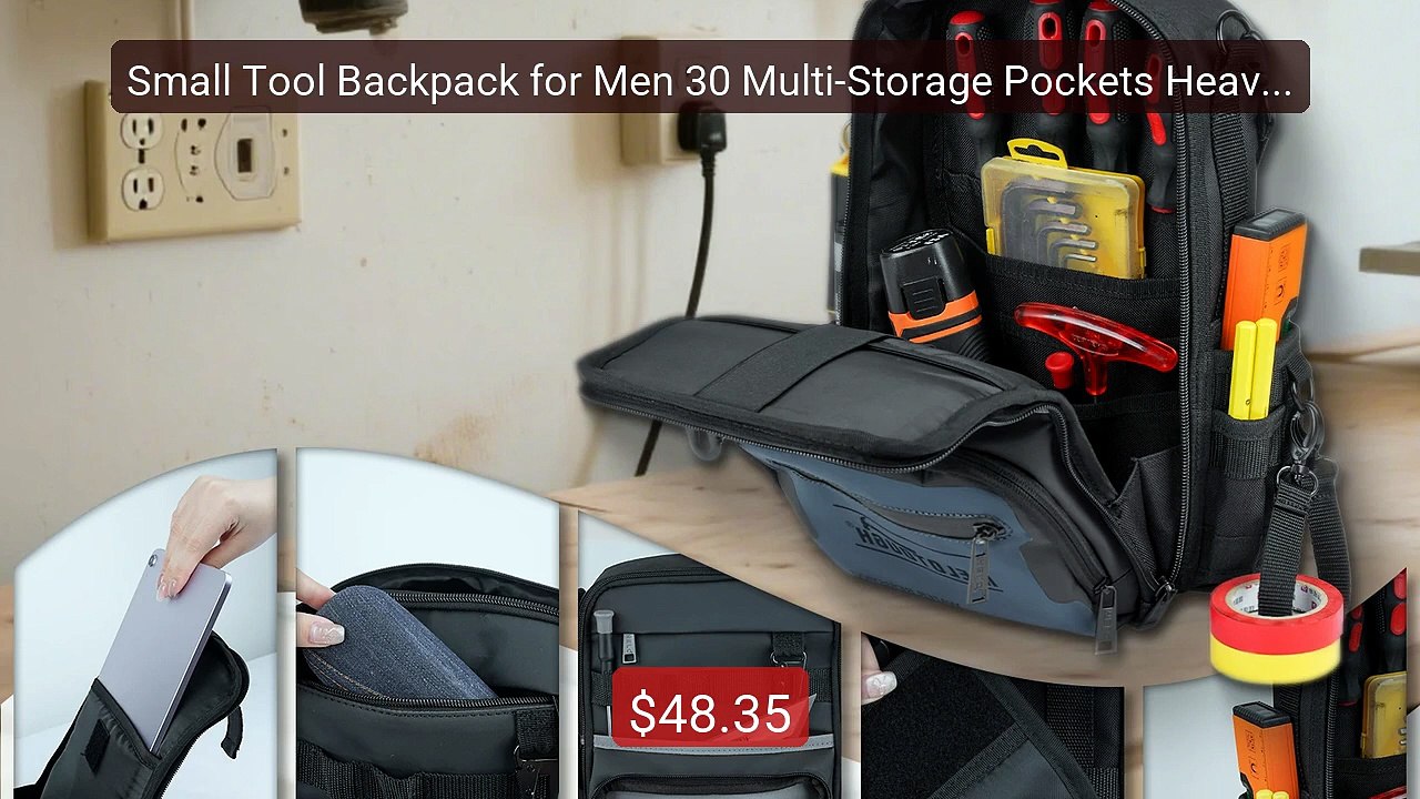 Small Tool Backpack for Men 30 Multi-Storage Pockets Heavy Duty Too... -- Top Rated 2026 | Buy Now!