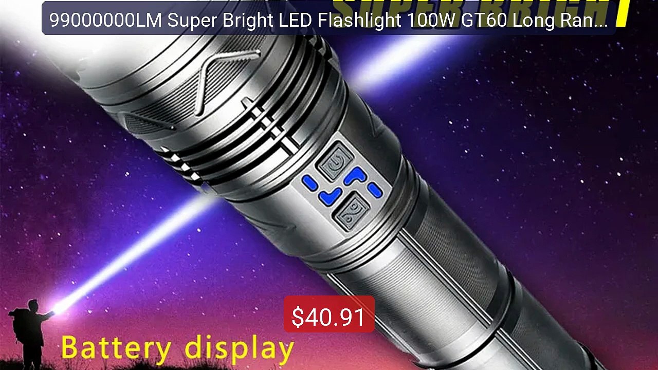 99000000LM Super Bright LED Flashlight 100W GT60 Long Range Po... -- Best Buy 2026 | Great Quality!