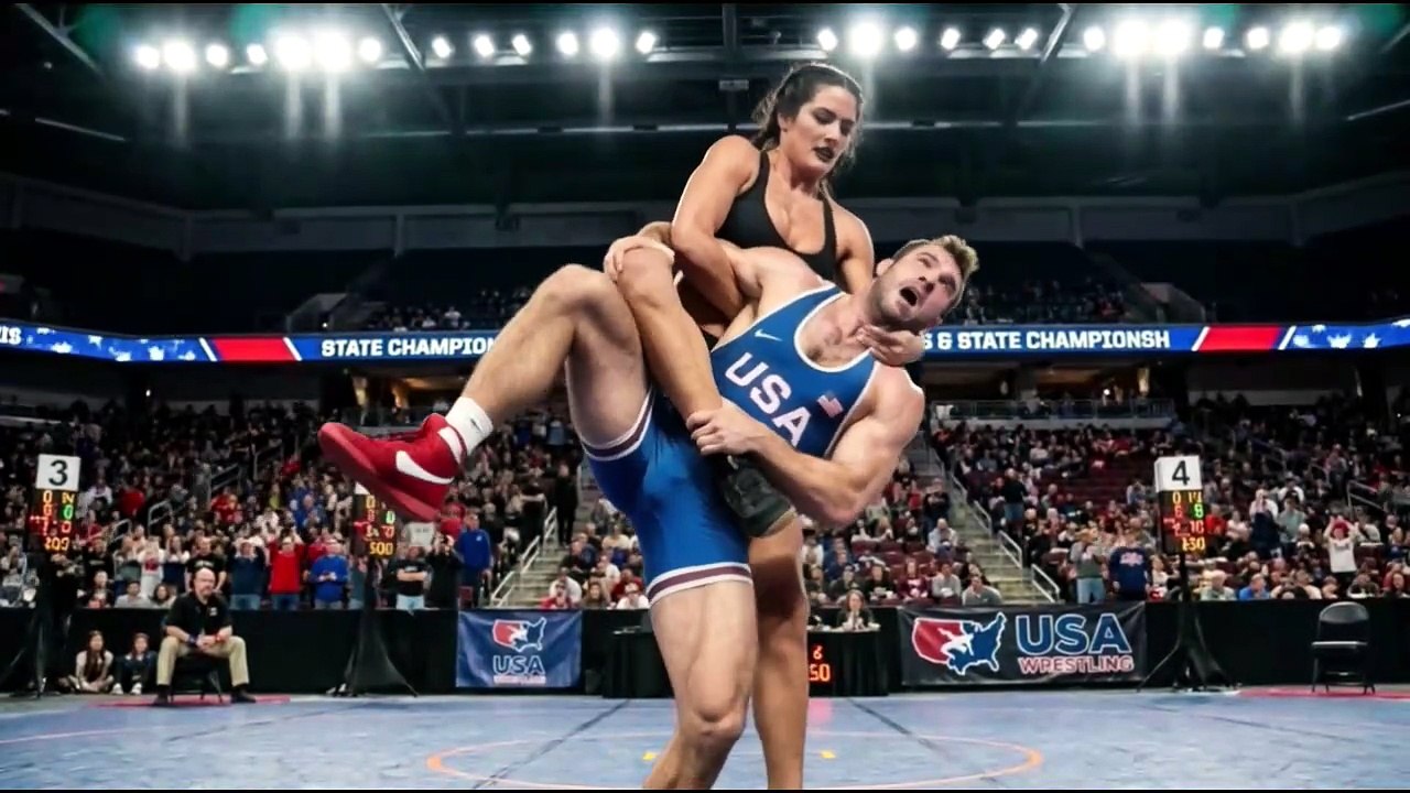Giantess Dominates: Super Tall Female Wrestler Crushes Average Guy