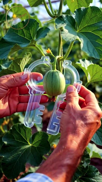 🔑 Giant Key-Shaped Canary Melon Grown Inside a Transparent Mold | Satisfying Farming Process 🍈✨ #CanaryMelon #Satisfying #Farming