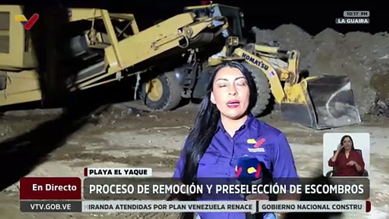 Continúa el proceso de remoción y preselección de escombros en Playa El Yaque en La Guaira