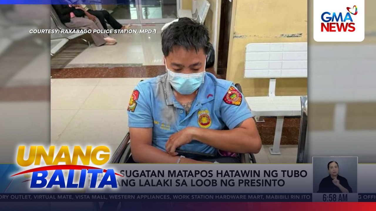 Pulis, sugatan matapos hatawin ng tubo ng isang lalaki sa loob ng presinto | Unang Balita