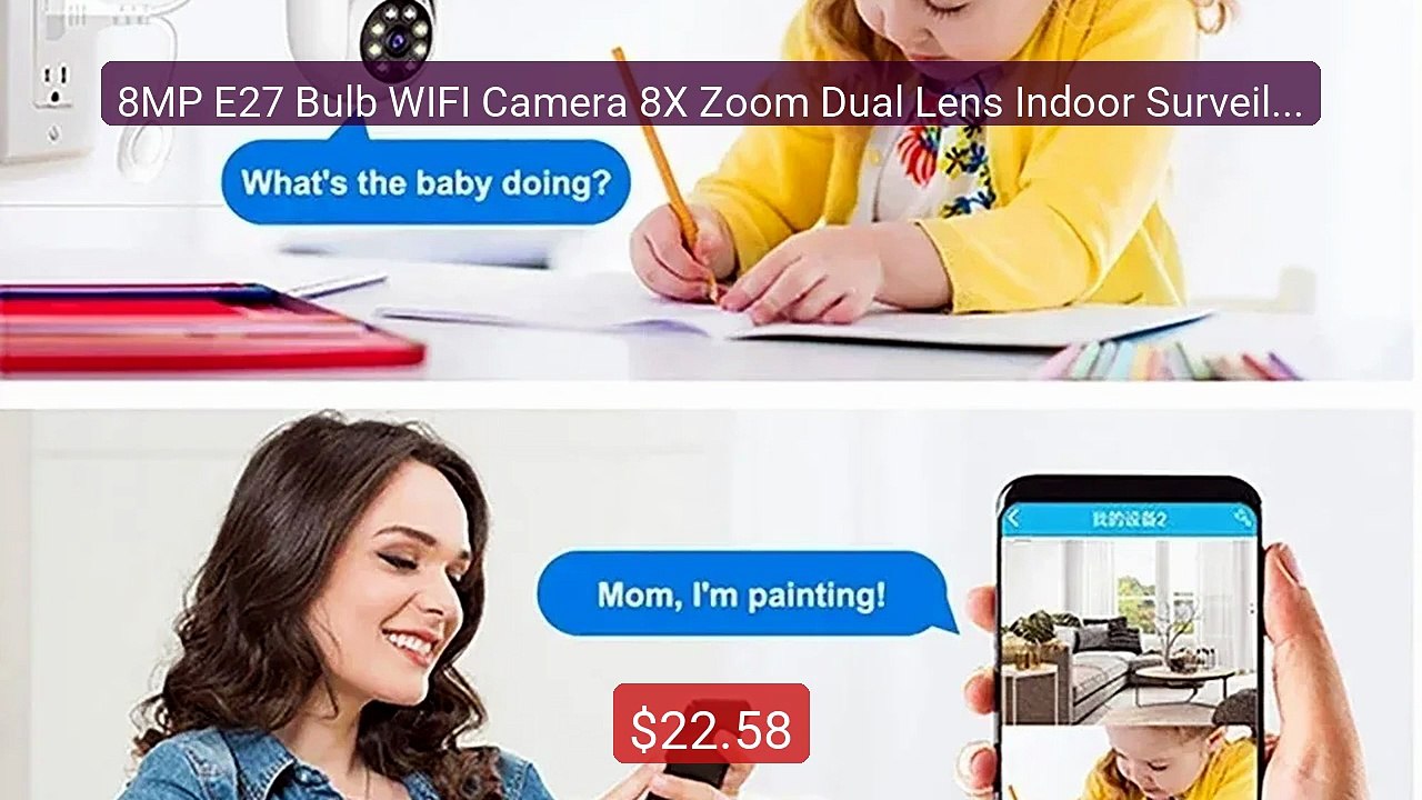 8MP E27 Bulb WIFI Camera 8X Zoom Dual Lens Indoor Surveillance Huma... -- Top Rated 2026 | Buy Now!