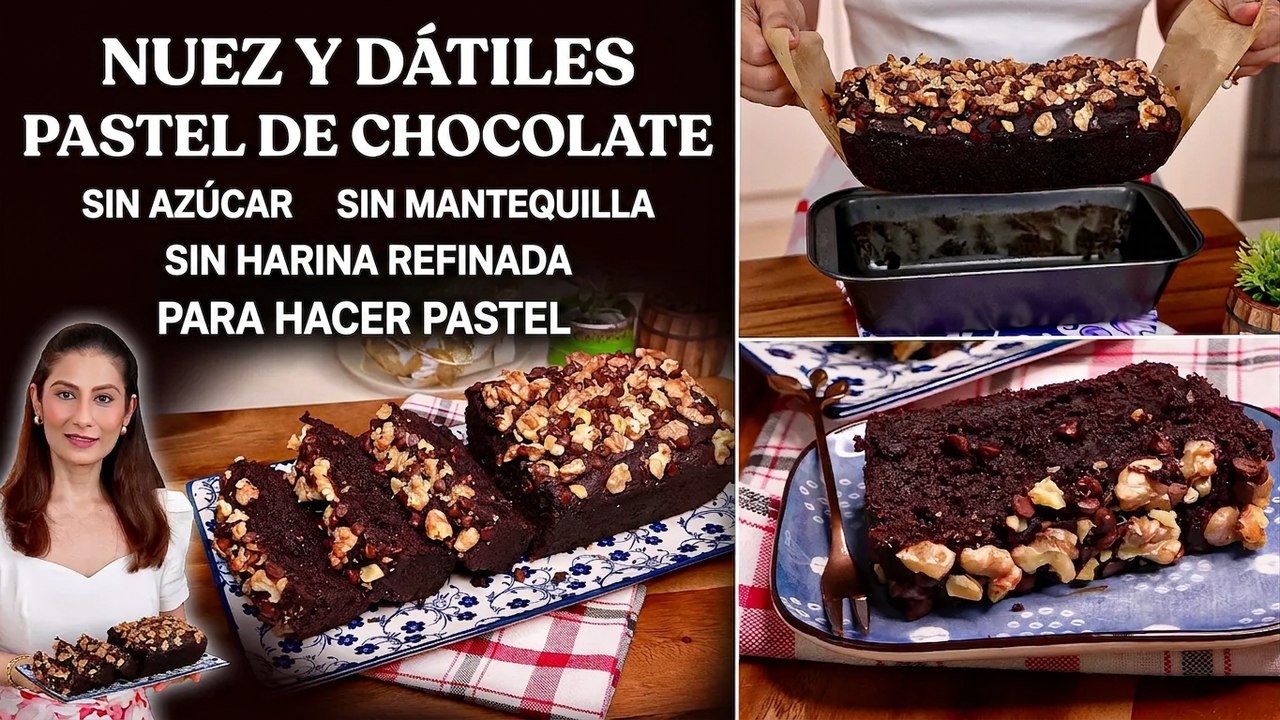 Prepara un pastel de chocolate con nuez y dátil ¡Sin azúcar, sin mantequilla y sin harina refinada!