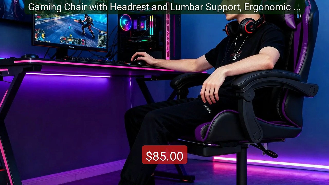 Gaming Chair with Headrest and Lumbar Support, Ergonomic High Back... -- Best Deal 2026 | Shop Now!