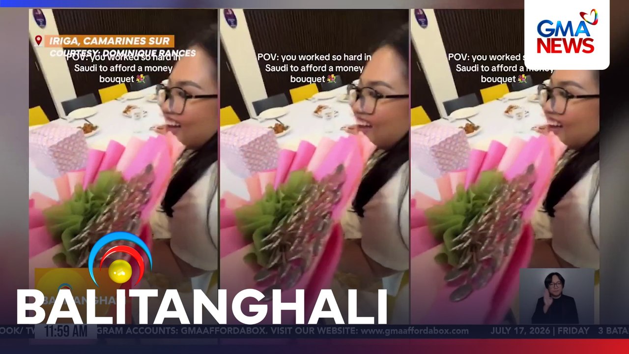 "Bou-qoins" o money bouquet na ginamitan ng barya, paandar na grad gift ng isang babae sa kapatid | Balitanghali