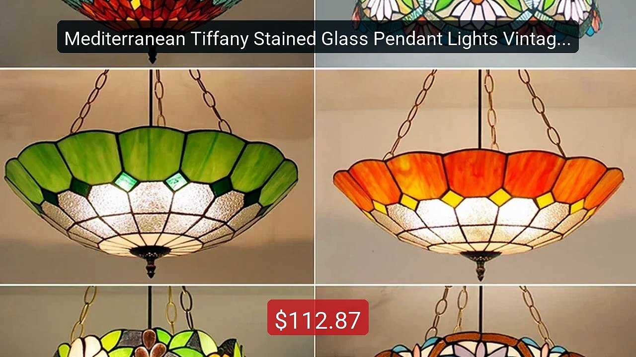 Mediterranean Tiffany Stained Glass Pendant Lights Vintage Hanging... -- Best Deal 2026 | Shop Now!