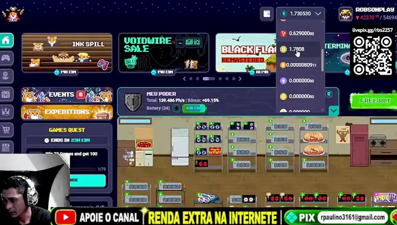 MAIS UM DIA NO ROLLERCOIN - VC SABIA GAMES DE RENDA PASSIVA LIVES AS  2100 (480p, h264, youtube)