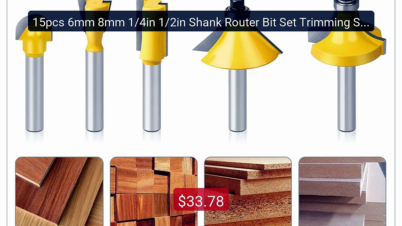15pcs 6mm 8mm 1/4in 1/2in Shank Router Bit Set Trimming Strai... -- Amazing Value 2026 | Must Have!
