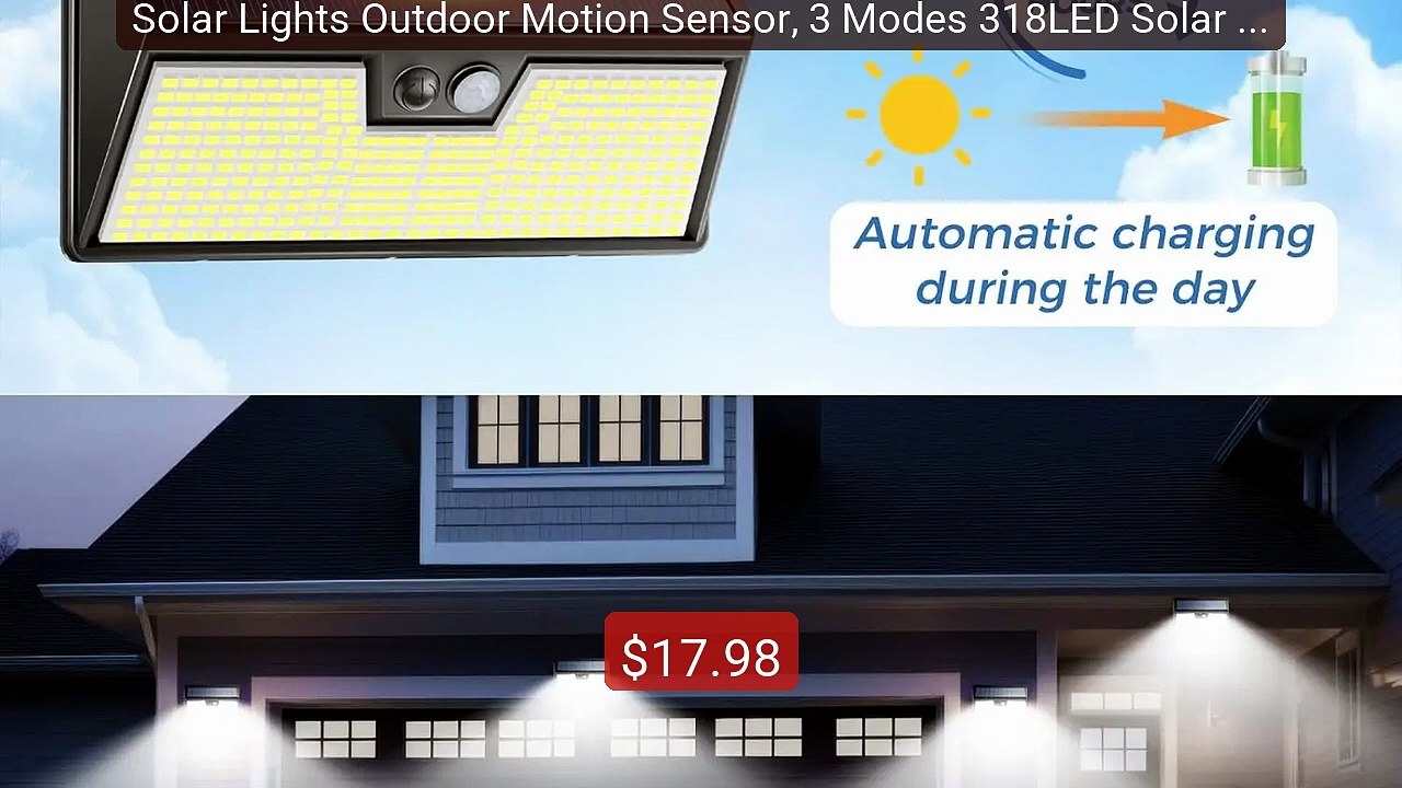 Solar Lights Outdoor Motion Sensor, 3 Modes 318LED Solar Power... -- Hot Deal 2026 | Limited Offer!
