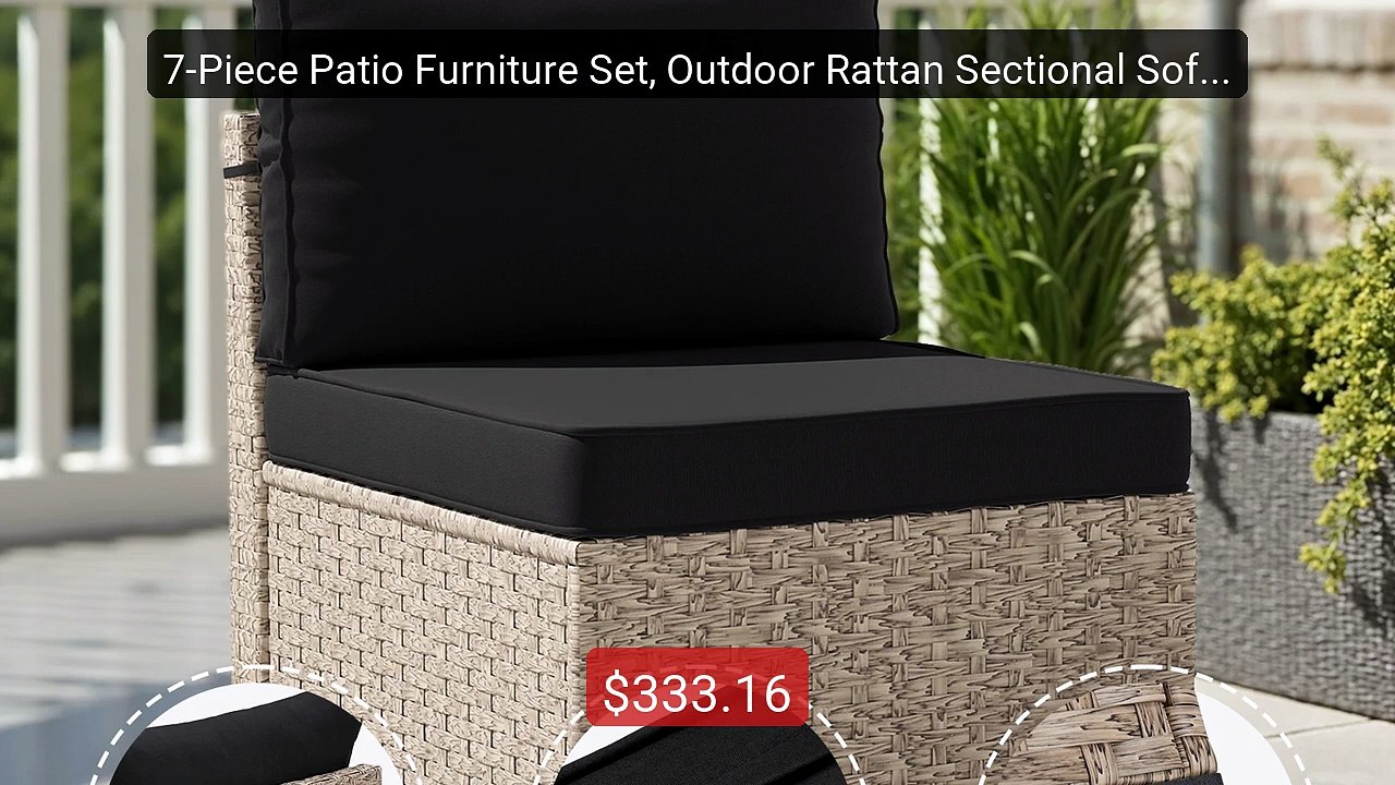 7-Piece Patio Furniture Set, Outdoor Rattan Sectional Sofa wit... -- Best Buy 2026 | Great Quality!
