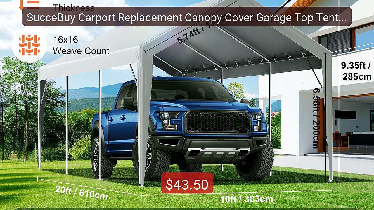 SucceBuy Carport Replacement Canopy Cover Garage Top Tent Shelter T... -- Top Rated 2026 | Buy Now!