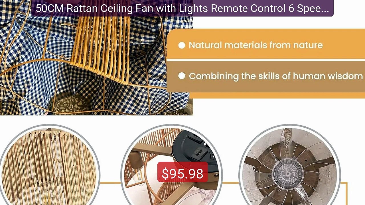 50CM Rattan Ceiling Fan with Lights Remote Control 6 Speeds Re... -- Best Buy 2026 | Great Quality!