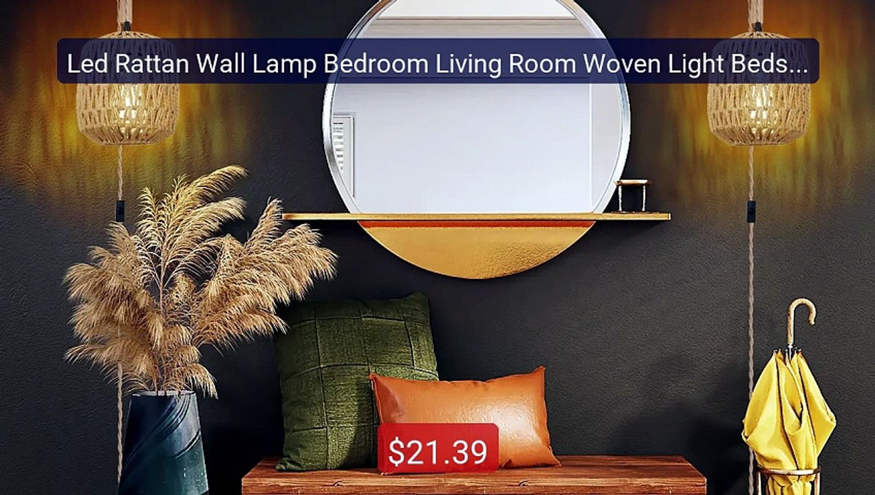 Led Rattan Wall Lamp Bedroom Living Room Woven Light Bedside L... -- Hot Deal 2026 | Limited Offer!