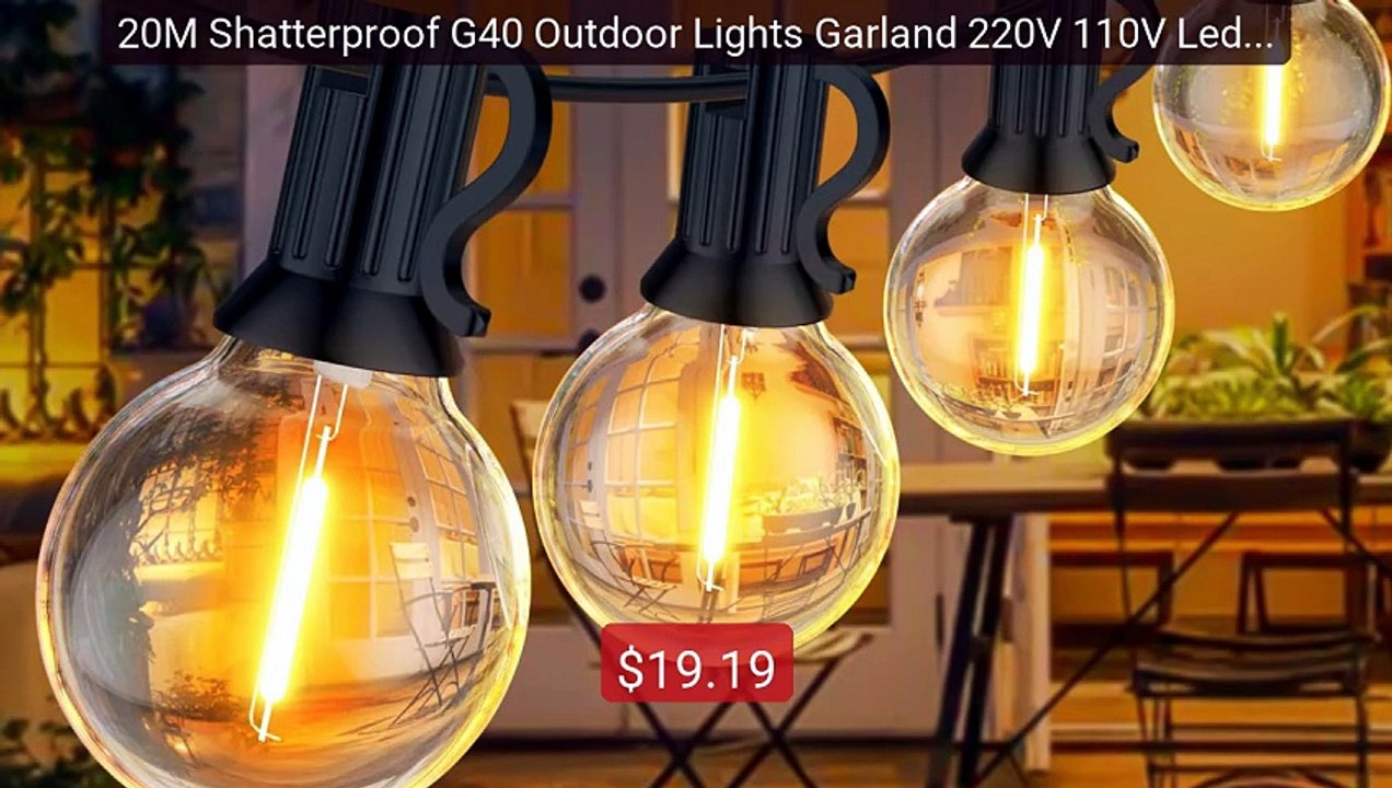 20M Shatterproof G40 Outdoor Lights Garland 220V 110V Led Lig... -- Amazing Value 2026 | Must Have!