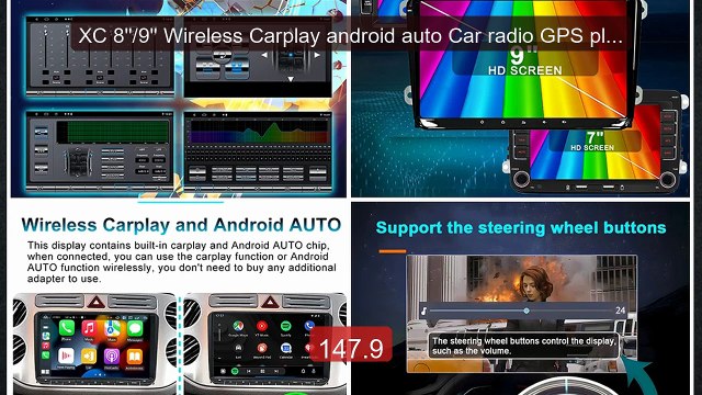 XC 8''/9'' Wireless Carplay android auto Car radio GPS player For ... Best Deal 2026 | Shop Now!