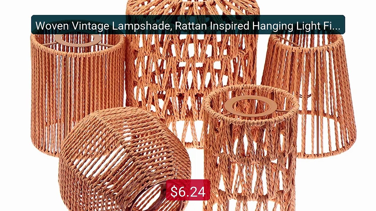 Woven Vintage Lampshade, Rattan Inspired Hanging Light Fixture for... -- Best Deal 2026 | Shop Now!