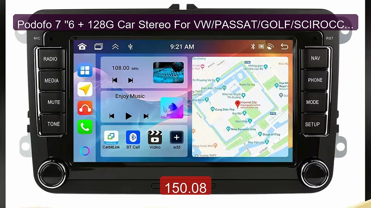 Podofo 7 ''6 + 128G Car Stereo For VW/PASSAT/GO...