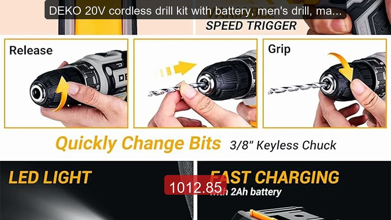 DEKO 20V cordless drill kit with battery, men's drill, manual repai... -- Top Rated 2026 | Buy Now!