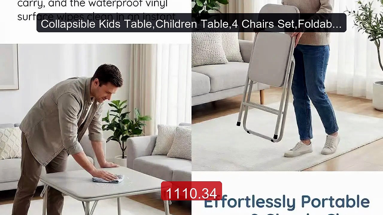 Collapsible Kids Table,Children Table,4 Chairs Set,Foldable... -- Top Pick 2026 | Unbeatable Price!