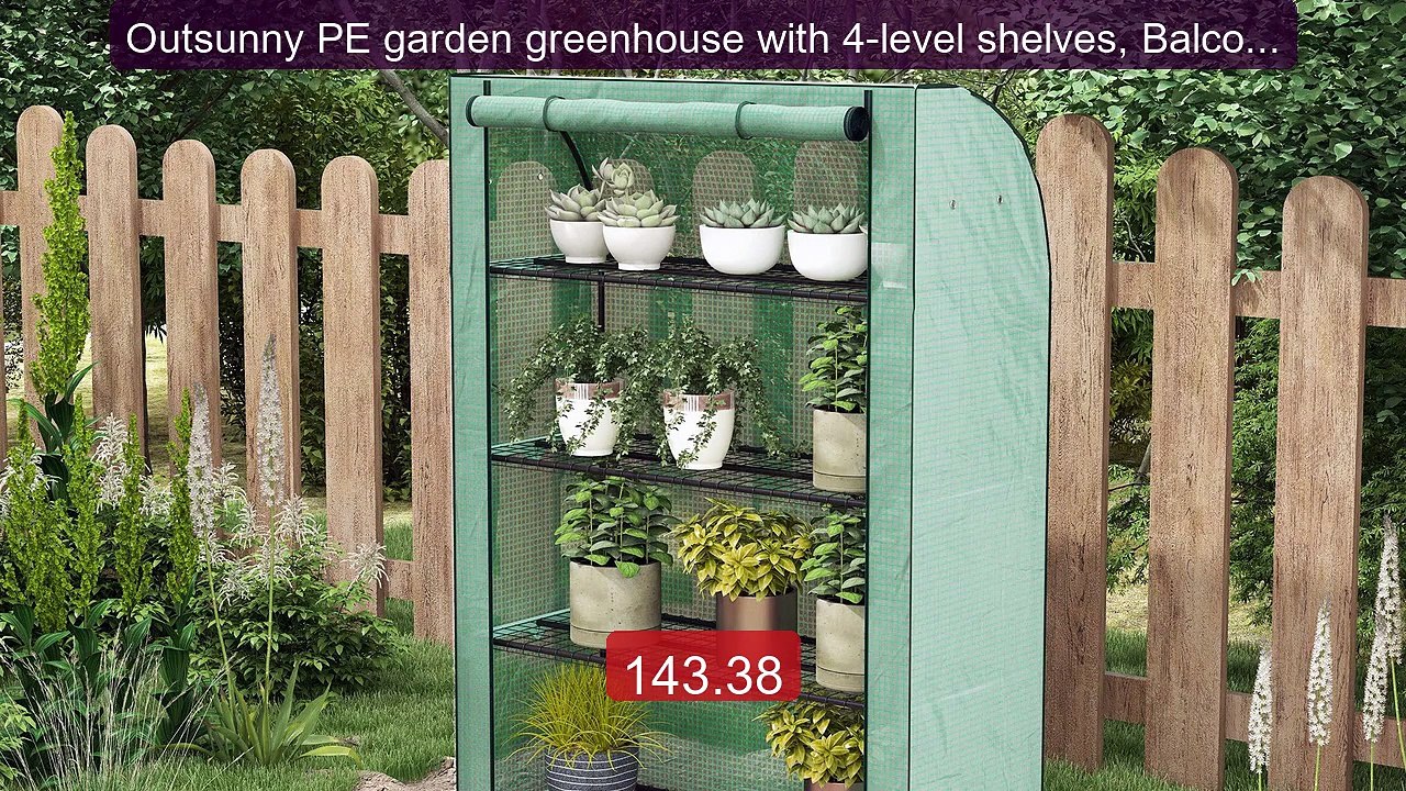 Outsunny PE garden greenhouse with 4-level shelves, Balcony... -- Top Pick 2026 | Unbeatable Price!