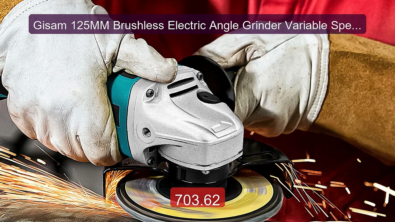 Gisam 125MM Brushless Electric Angle Grinder Va...