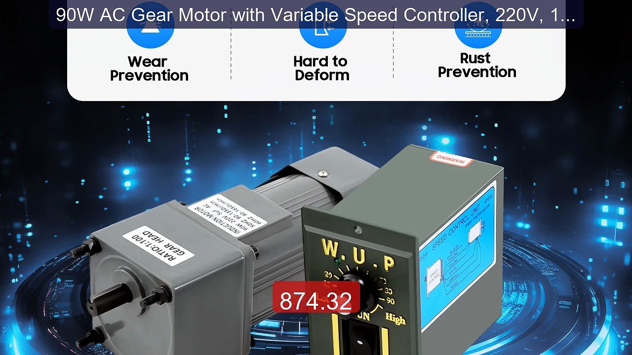 90W AC Gear Motor with Variable Speed Controller, 220V, 1:100 ... -- Best Buy 2026 | Great Quality!
