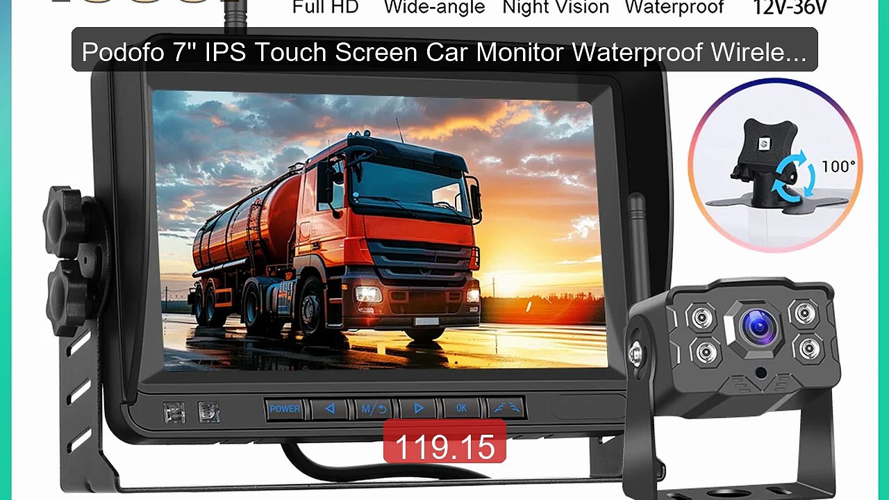 Podofo 7'' IPS Touch Screen Car Monitor Waterproof Wireless Camera ... -- Top Rated 2026 | Buy Now!