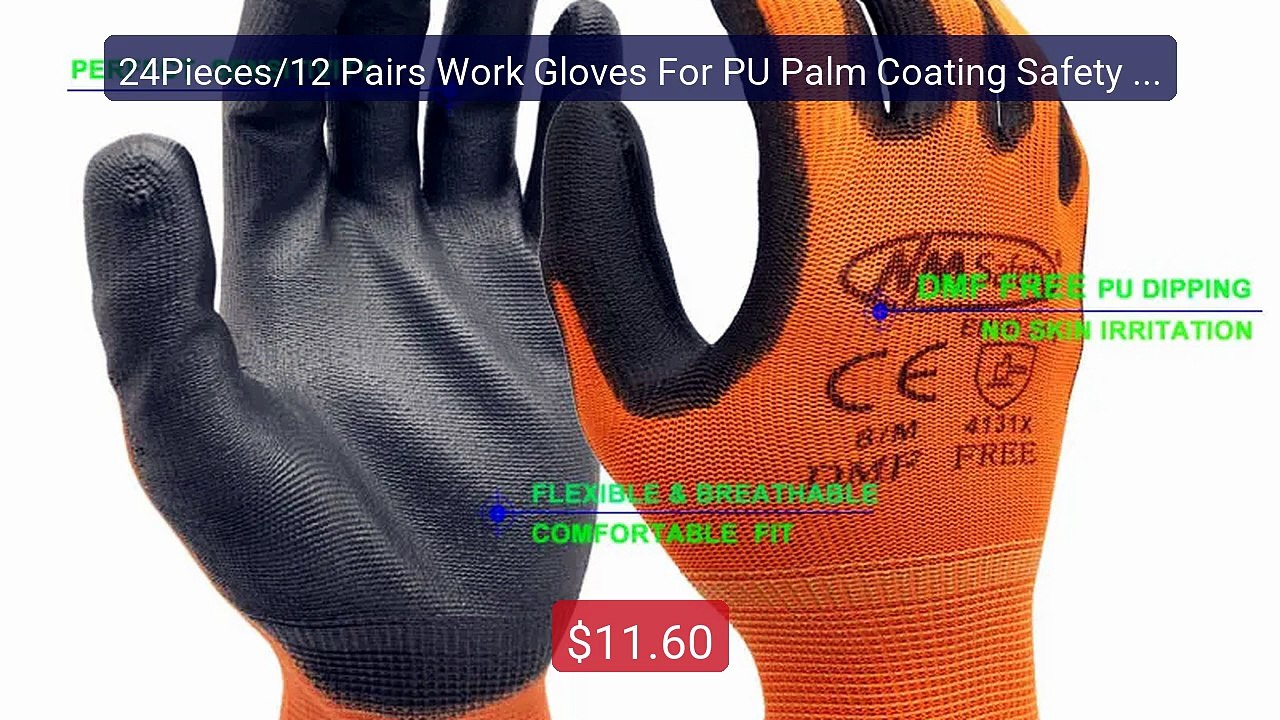 24Pieces/12 Pairs Work Gloves For PU Palm Coating Safety Protective... -- Top Rated 2026 | Buy Now!