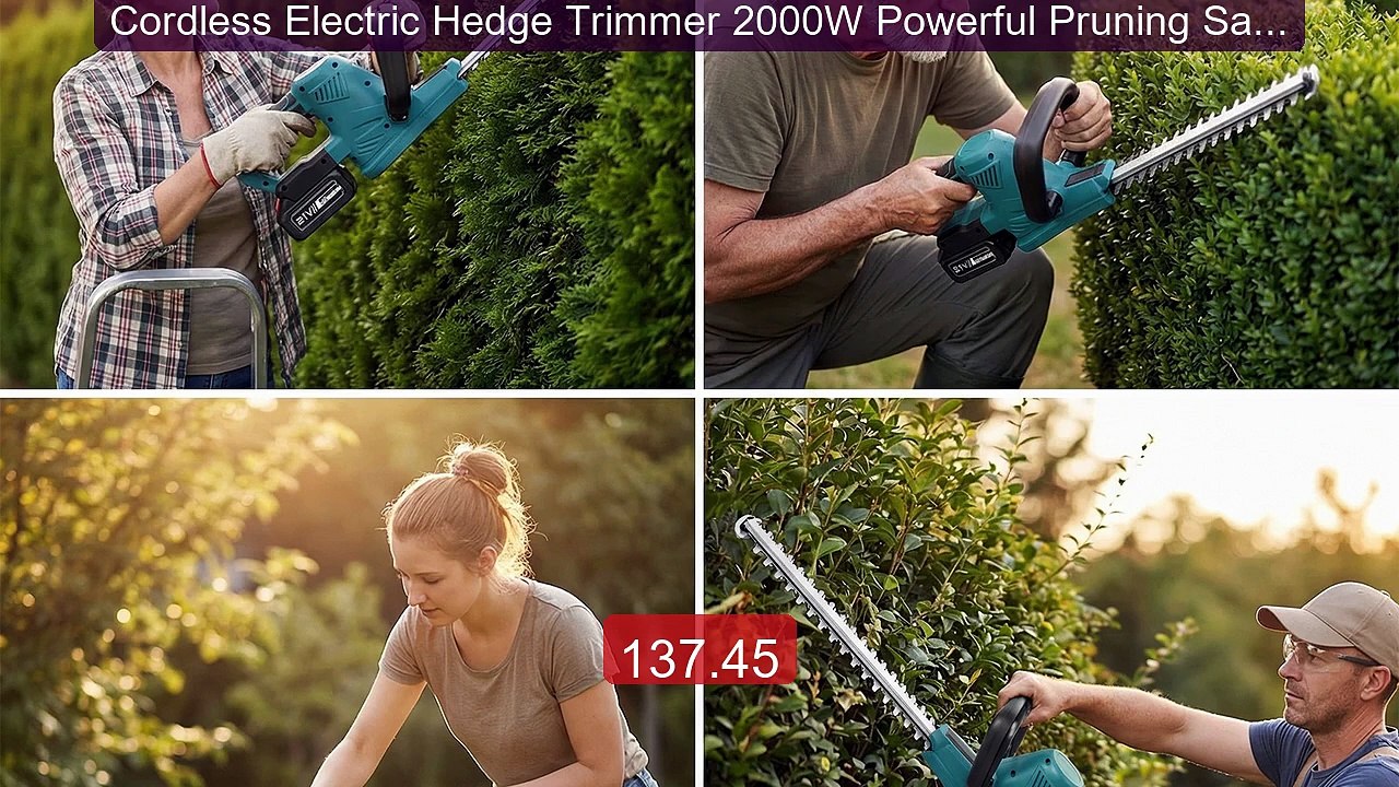 Cordless Electric Hedge Trimmer 2000W Powerful Pruning Saw Law... -- Best Buy 2026 | Great Quality!