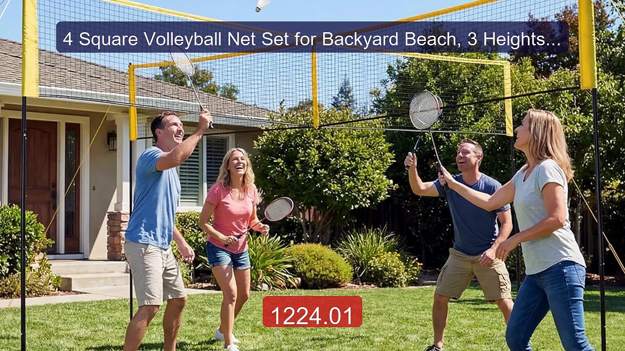 4 Square Volleyball Net Set for Backyard Beach, 3 Heights Adju... -- Best Buy 2026 | Great Quality!