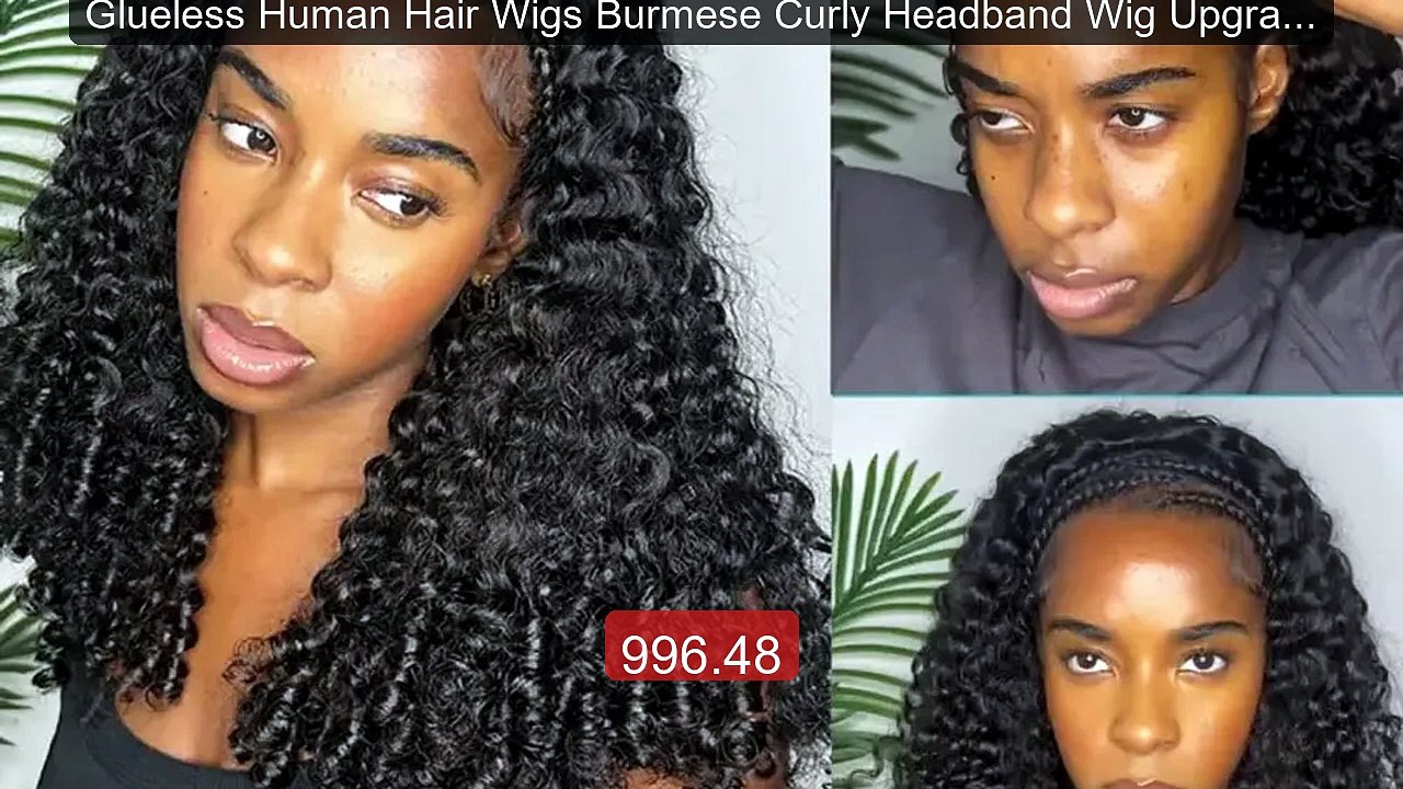 Glueless Human Hair Wigs Burmese Curly Headband Wig Upgrade 3... -- Amazing Value 2026 | Must Have!