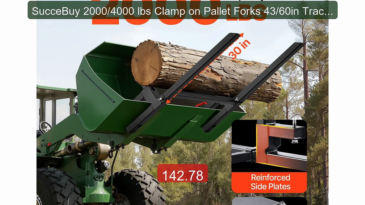SucceBuy 2000/4000 lbs Clamp on Pallet Forks 43/60in Tracto... -- Top Pick 2026 | Unbeatable Price!