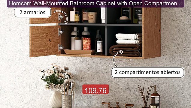 Homcom Wall-Mounted Bathroom Cabinet with Open Compartments an... Hot Deal 2026 | Limited Offer!