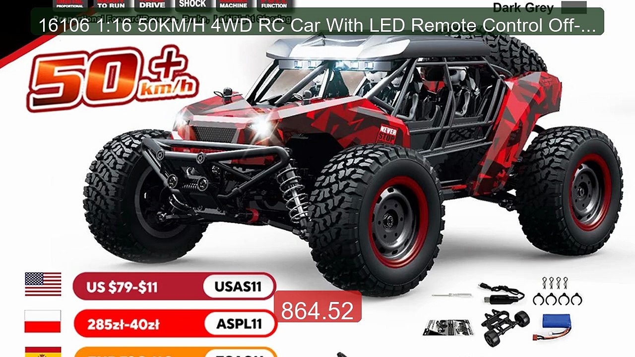 16106 1:16 50KM/H 4WD RC Car With LED Remote Control Off-road Cars... -- Best Deal 2026 | Shop Now!