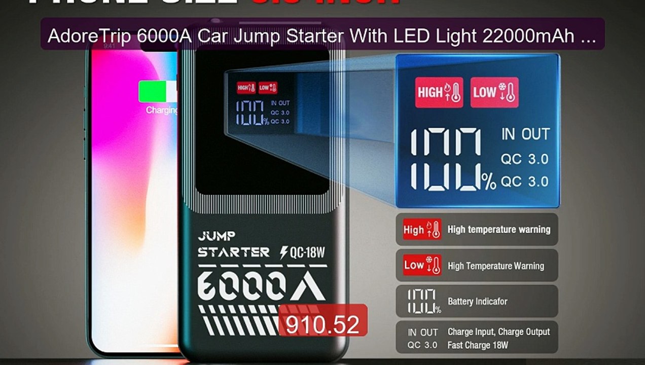AdoreTrip 6000A Car Jump Starter With LED Light 22000mAh Porta... -- Hot Deal 2026 | Limited Offer!