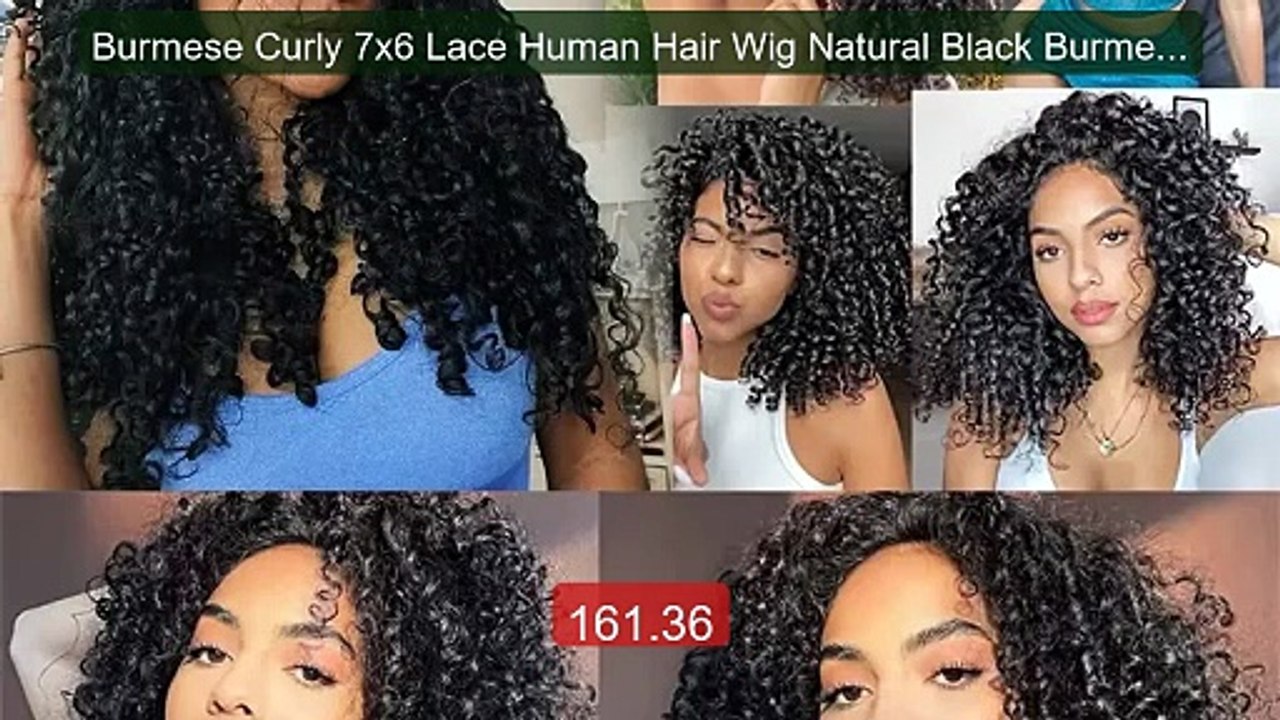 Burmese Curly 7x6 Lace Human Hair Wig Natural Black Burmese Cu... -- Best Buy 2026 | Great Quality!