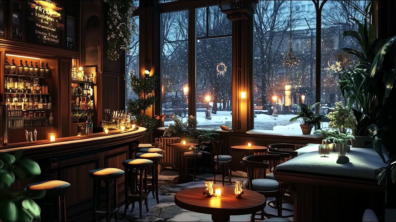 Musique Relaxante _ Ambiance Café Cozy Hivernal ❄️ Neige pour Étude Travail
