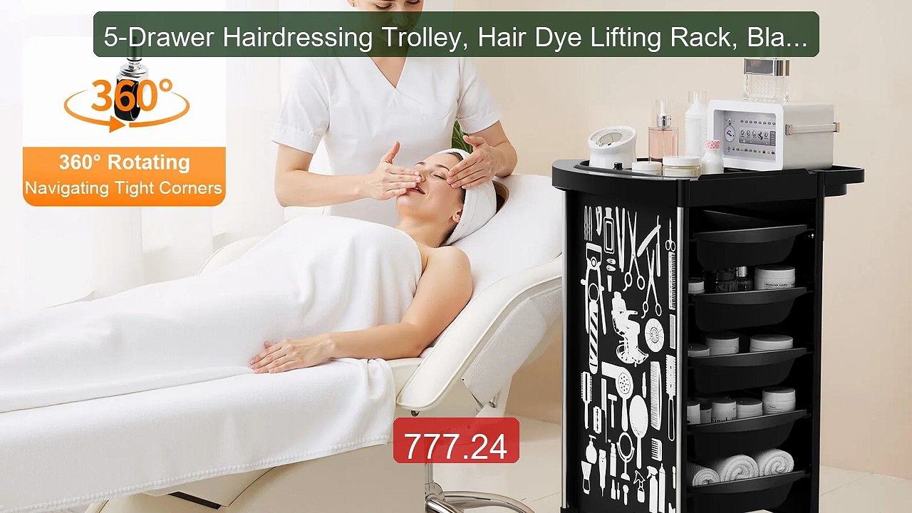5-Drawer Hairdressing Trolley, Hair Dye Lifting...