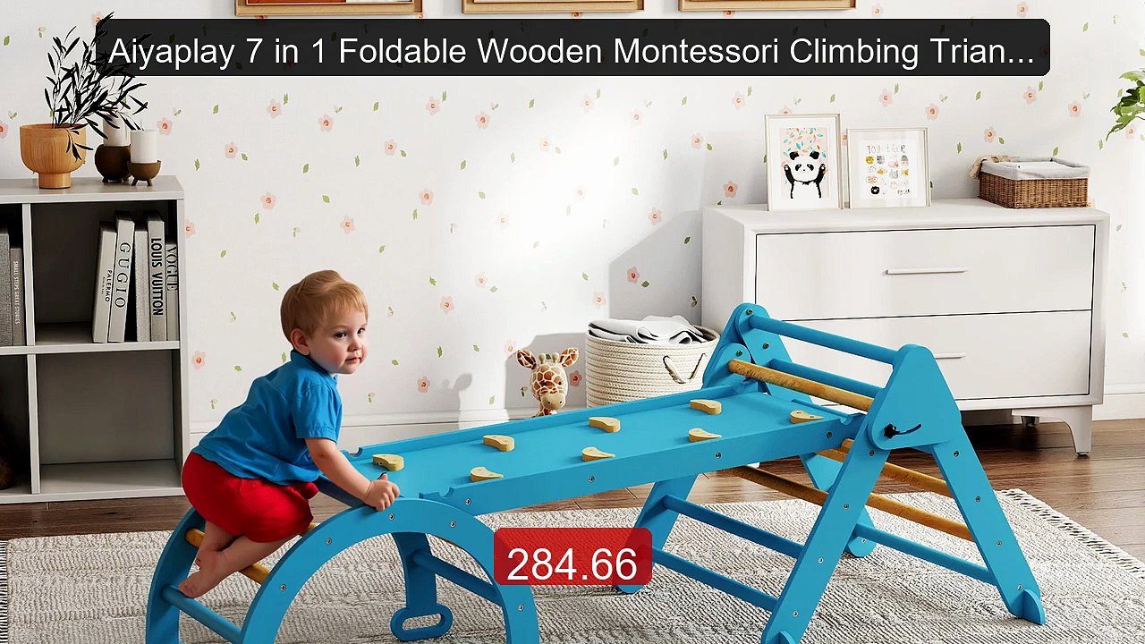 Aiyaplay 7 in 1 Foldable Wooden Montessori Climbing Triangle w... -- Hot Deal 2026 | Limited Offer!