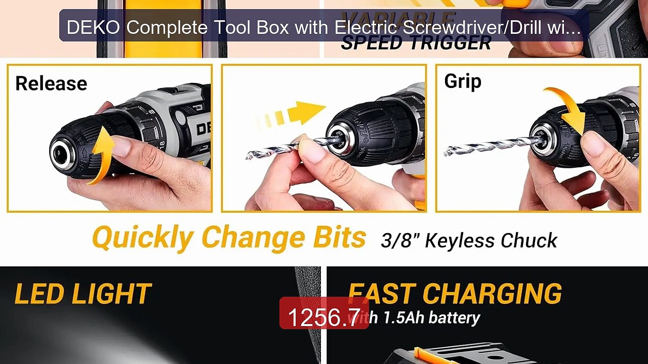 DEKO Complete Tool Box with Electric Screwdrive...