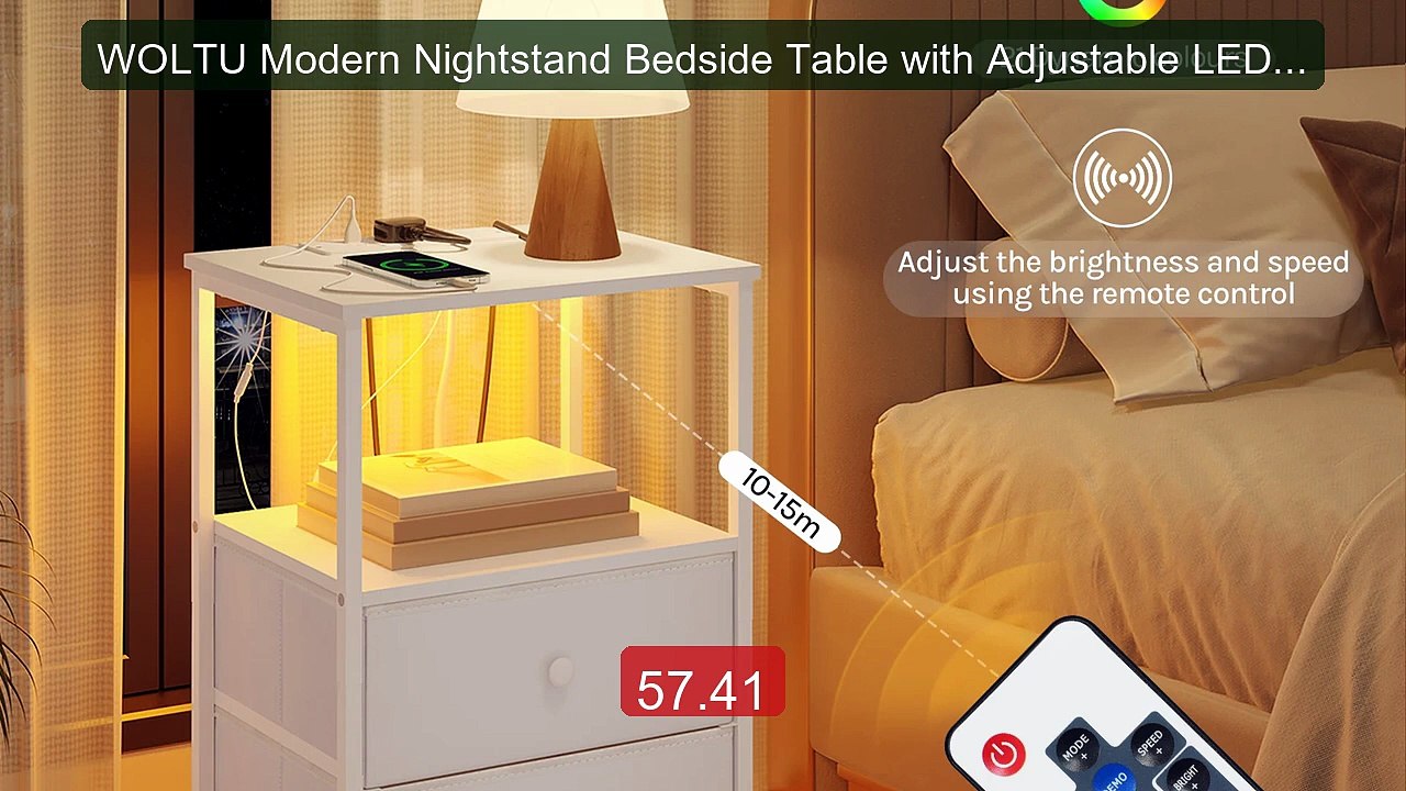 WOLTU Modern Nightstand Bedside Table with Adjustable LED Lighting ... -- Top Rated 2026 | Buy Now!