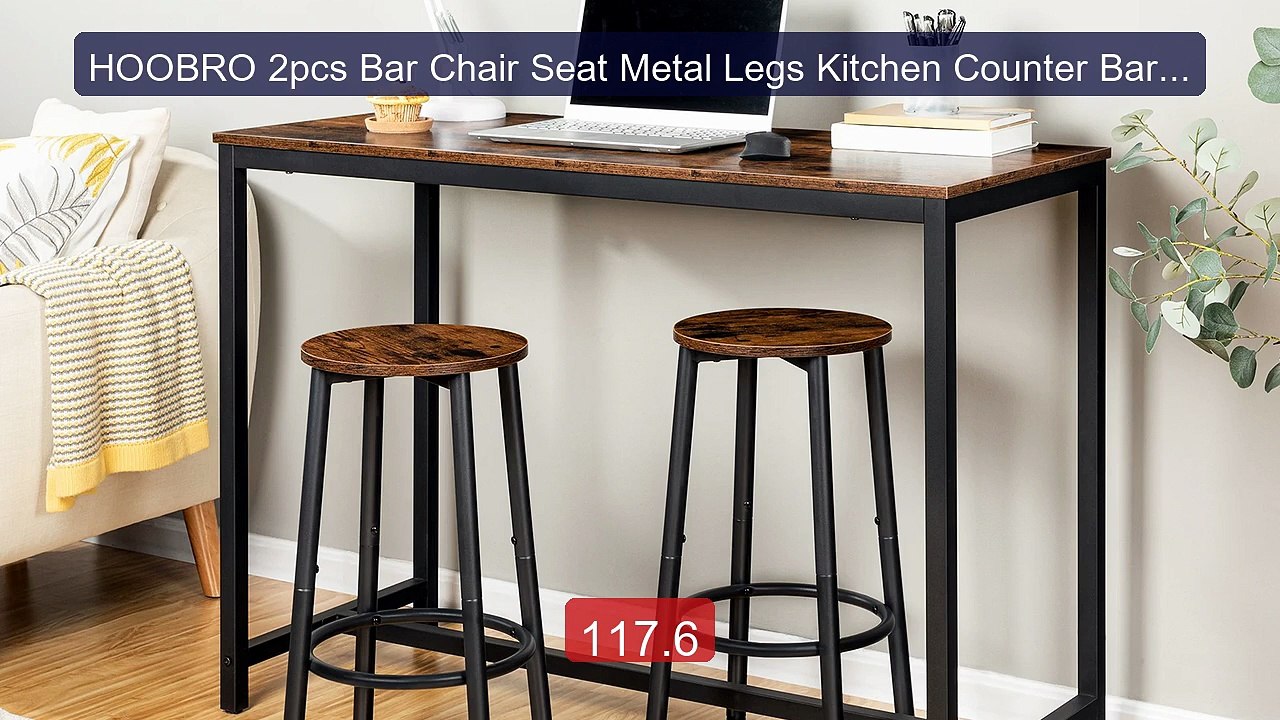 HOOBRO 2pcs Bar Chair Seat Metal Legs Kitchen C...