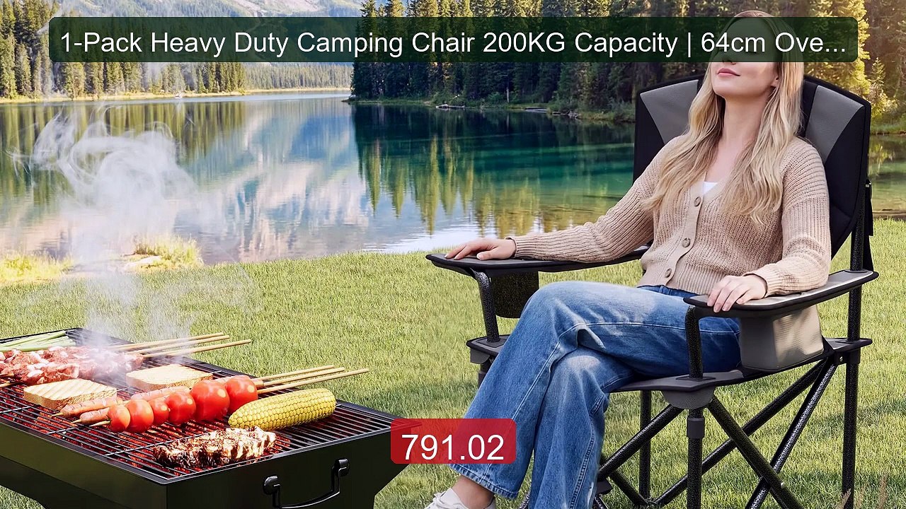 1-Pack Heavy Duty Camping Chair 200KG Capacity | 64cm Oversized Pa... -- Best Deal 2026 | Shop Now!
