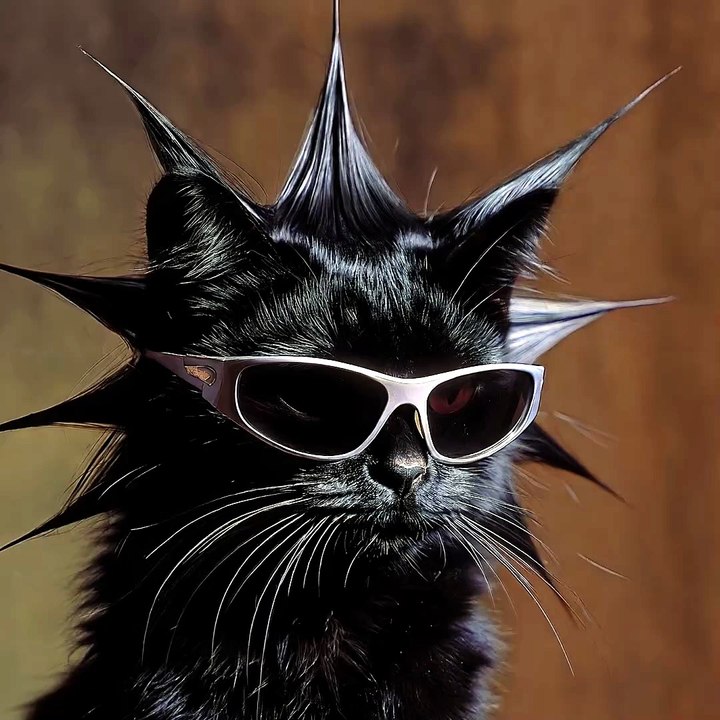 🖤 Cool Punk Cat in Sunglasses | Stylish Black Cat Portrait 😎