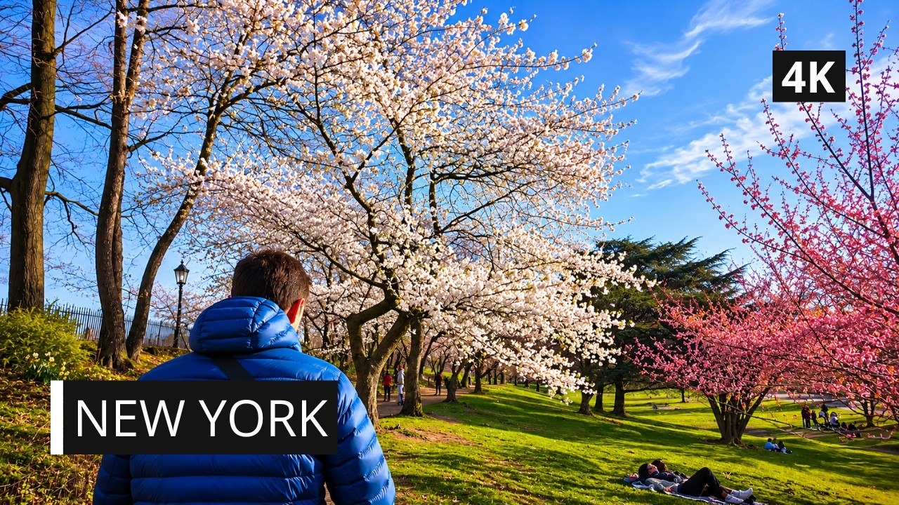 Central Park NYC | Spring Flowering & Blue Skies | New York City Walking Tour