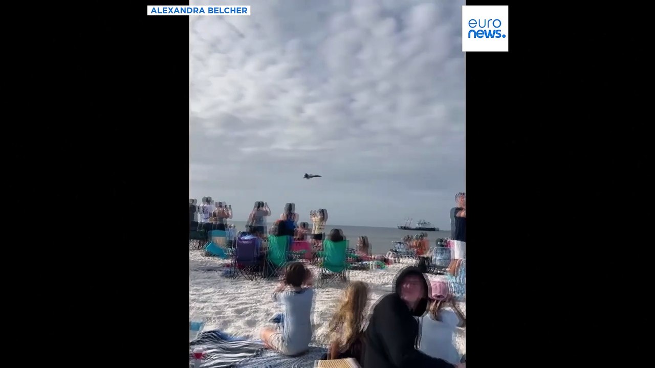 Watch: US Navy Blue Angels' low flyover leaves beachgoers stunned